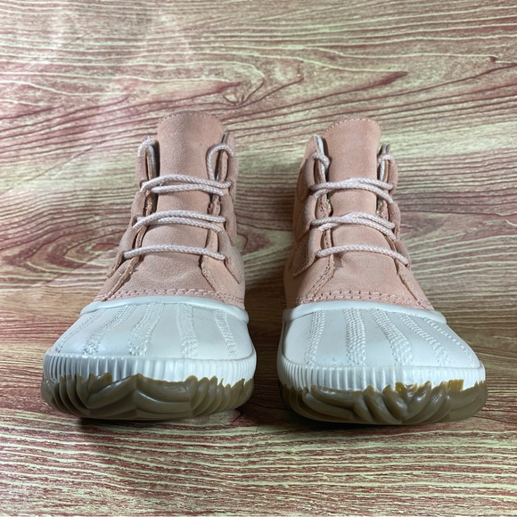 Sorel Out N and About Leather Waterproof Duck Ankle Boot Pink 7 - Picture 3 of 10
